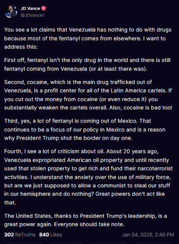 1-4-26 JD Vance on Venezuela
