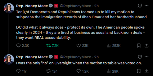 1-7-25 @RepNancyMace Ilhan Protected by Dems & Rep