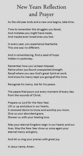 12-30-25 NEW YEARS PRAYER AND REFLECTION