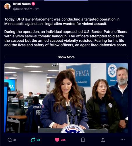 Kristi Noen ~During the operation, an individual approached U.S. Border Patrol officers with a 9mm semi-automatic handgun~