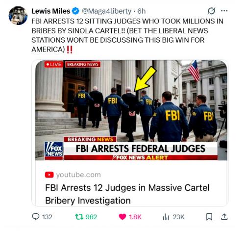 FBI ARRESTS 12 SITTING JUDGES WHO TOOK MILLIONS IN BRIBES BY SINOLA CARTEL!!