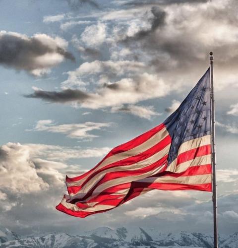 Flag - With clouds and mountains