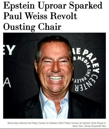 Epstein Uproar Sparked Paul Weiss Revolt Ousting Chair
