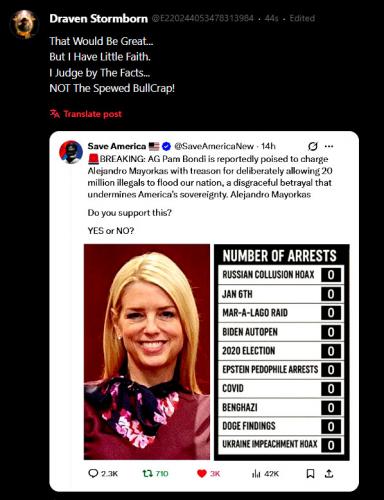 Pam Bondi Moves Mighty Slow.~Post~