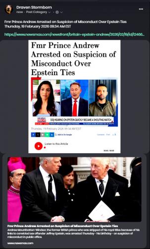 Fmr Prince Andrew Arrested on Suspicion of Misconduct Over Epstein Ties