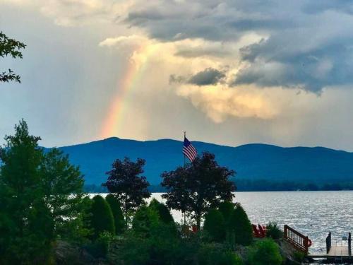 Flag - On lake with rainbow
