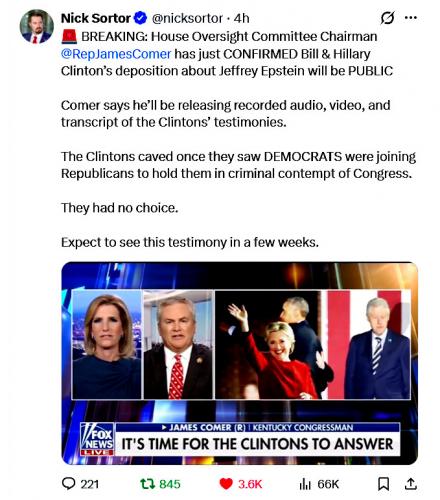 Comer Releasing Clinton Testimonies