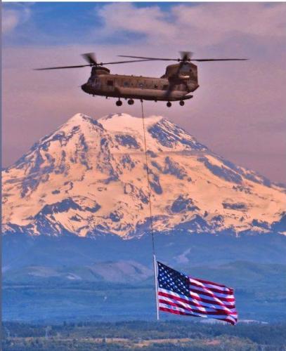 Flag - Under helicopter