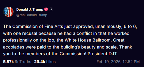 2-21-26 Trump Ballroom Approval
