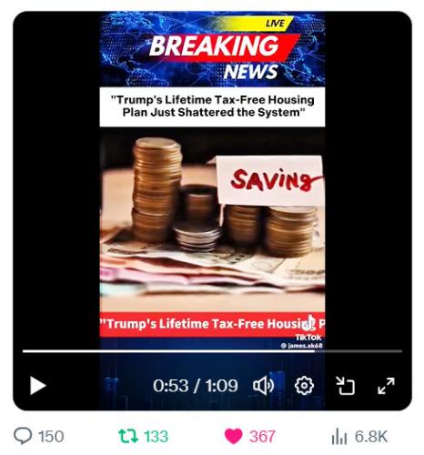 No property taxes for people over 65 who own house outright