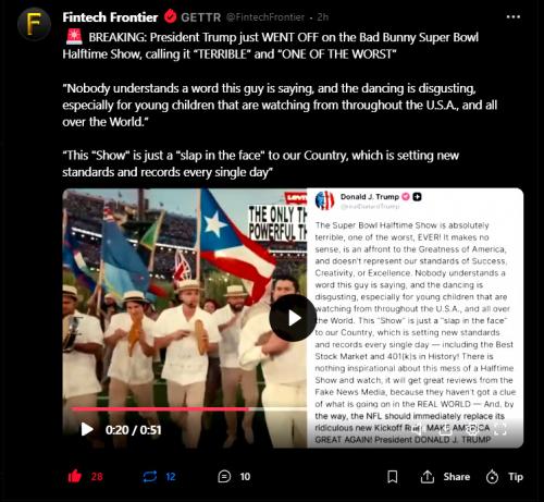 Bad Bunny Gets Bad Review by Trump