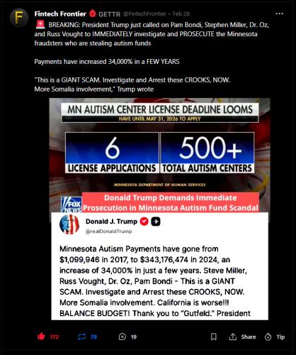 IMMEDIATE investigations and PROSECUTIONS for the Minnesota fraudsters who are stealing autism funds