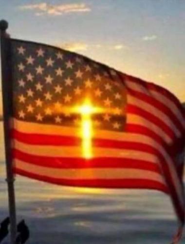 Flag - With sun shining thru in shape of cross