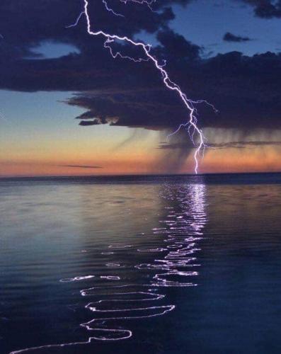 Good Night 62 - Lightning strike over water