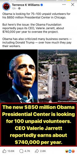 Obama Pays Valerie Jarreett 740 Thousand an Year