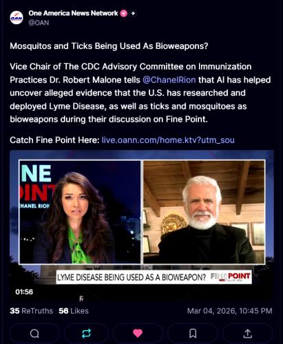 Dr. Robert Malone tells  Mosquitos and Ticks Being Used As Bioweapons