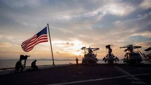Flag - On ship with helicopters