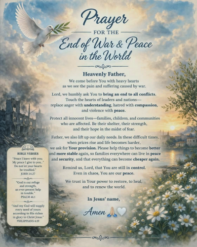 4-28-26 Prayer for the End of War and Peace in the World