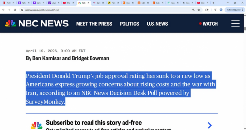 Screenshot 2026-04-20 at 13-44-29 POTUS Trump is gripped in fear reports leaked over the Iran situation & polls show vast majority of Americans are angry over economy & Iran war which we were 100% WRONG to do we bombed Iran wr[...]