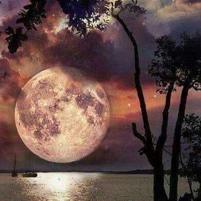 Good Night 21 - Moon - Full over water