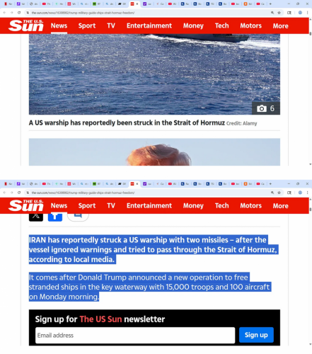 Screenshot 2026-05-04 at 10-12-47 BREAKING & developing report! Iran strikes US warship with 2 missiles in Strait of Hormuz that entered the Hormuz this after dry-drunkard Hegseth said Iran was obliterated IRAN has reportedly [...]