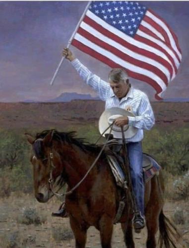 Flag - Man praying on horse