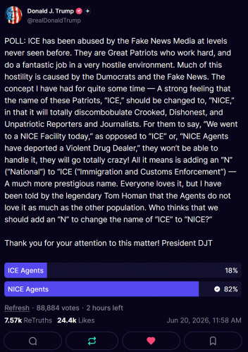 6-20-26 TRUMPS POLL ON ICE
