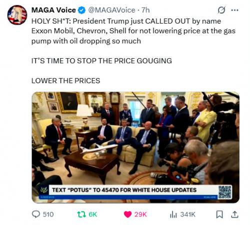 Trump Calls Out Manipulated Gas Prices