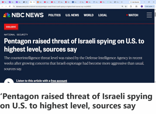 Screenshot 2026-06-06 at 10-48-18 PENTAGON ALARM OVER ISRAELI ESPIONAGE is this true why would Israel be spying using human intelligence on USA inside USA your view 'The DIA assessment includes a seven-page document and featur[...]