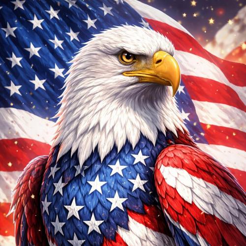 Flag - With eagle - Red, White, and Blue