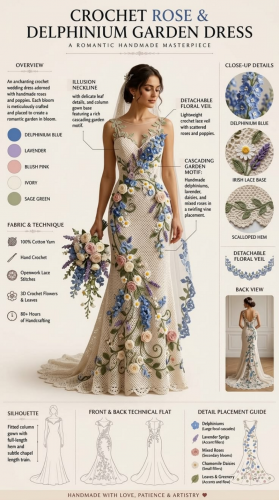 6-26-26 Crochet Rose and Delphinum Garden Dress