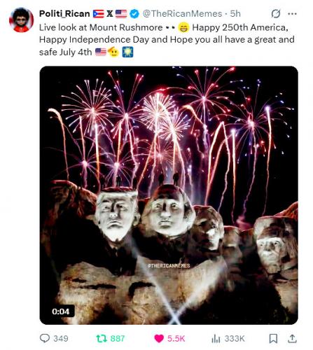 Trump on Mount Rushmore with Fireworks