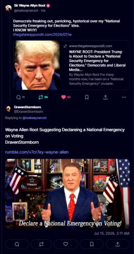 Reply on National Security Emergency