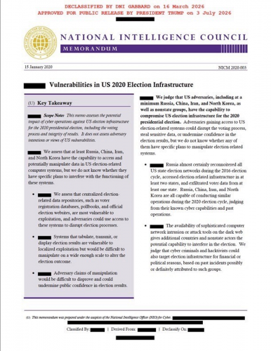 7-17-26 Vuneralbilities in US 2020 Election Infrastructure