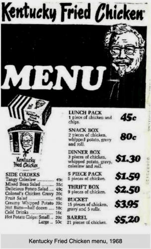 7-13-26 KFC Menu 1968