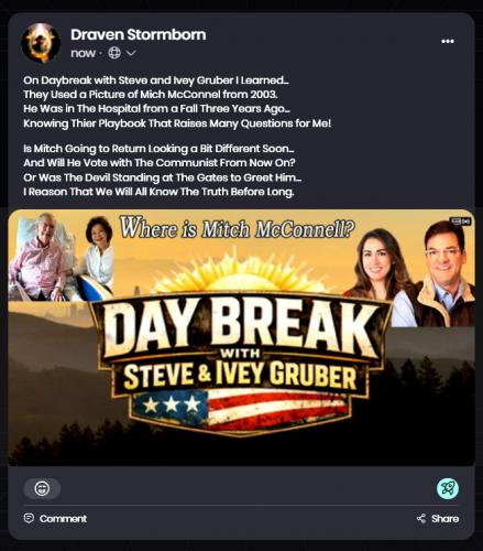 Daybreak with Steve and Ivey Gruber ~Where is Mitch McConnell~Post