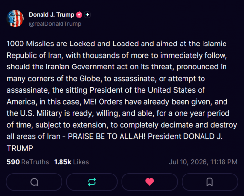 7-10-26 WARNING TO #IRAN