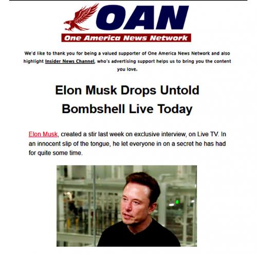 Scam Email Useing OAN to Sell Fraudulent Elon Musk CBD Gummies