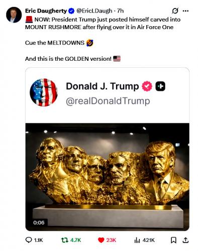 Trump Posted Himself on Mount Rushmore