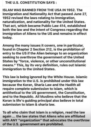 1952 islam banned