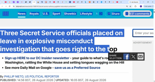 Screenshot 2026-08-27 at 18-26-13 Breaking!. Secret Service (SS) agents threatening Trump’s life now leaking on him & now suspended CIA & FBI investigating! This endangers Trump’s life if so prison for life! for them!