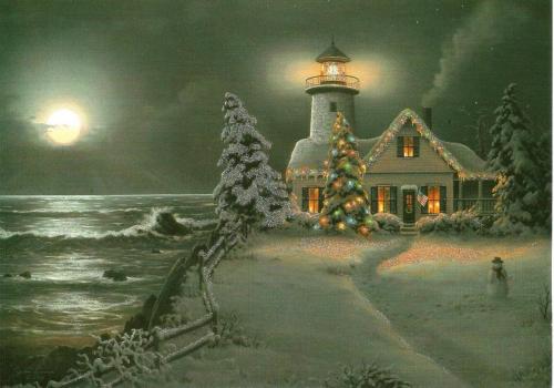 Good Night - Lighthouse with full moon