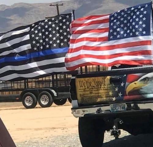 Flag - On the back of a pick-up